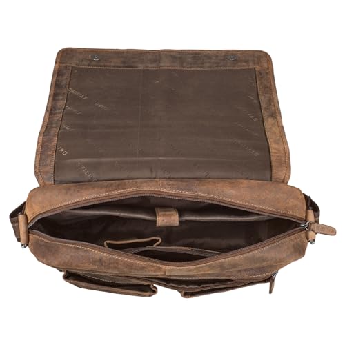 Serviette en Cuir Véritable de Vachette Marron Style Vintage Curtis