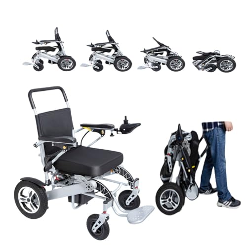 zhyunvd Silla De Ruedas Eléctrica Ultraligera Plegable,Silla De Ruedas Eléctrica Inteligente Ligero,Aluminio Todo Terreno Sillas De Ruedas De Energía,para Interior Y Ascensor A,20a