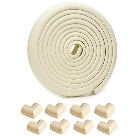 Tuokay, L Shaped 6m Baby Proofing with 8 Corner Guards, Child Foam Corner Protectors, Baby Safety Edge Protector, Suitable for Edge of Table, Chair, TV Bench, Furniture, Bed, Door, Wall (Off-White) Cover