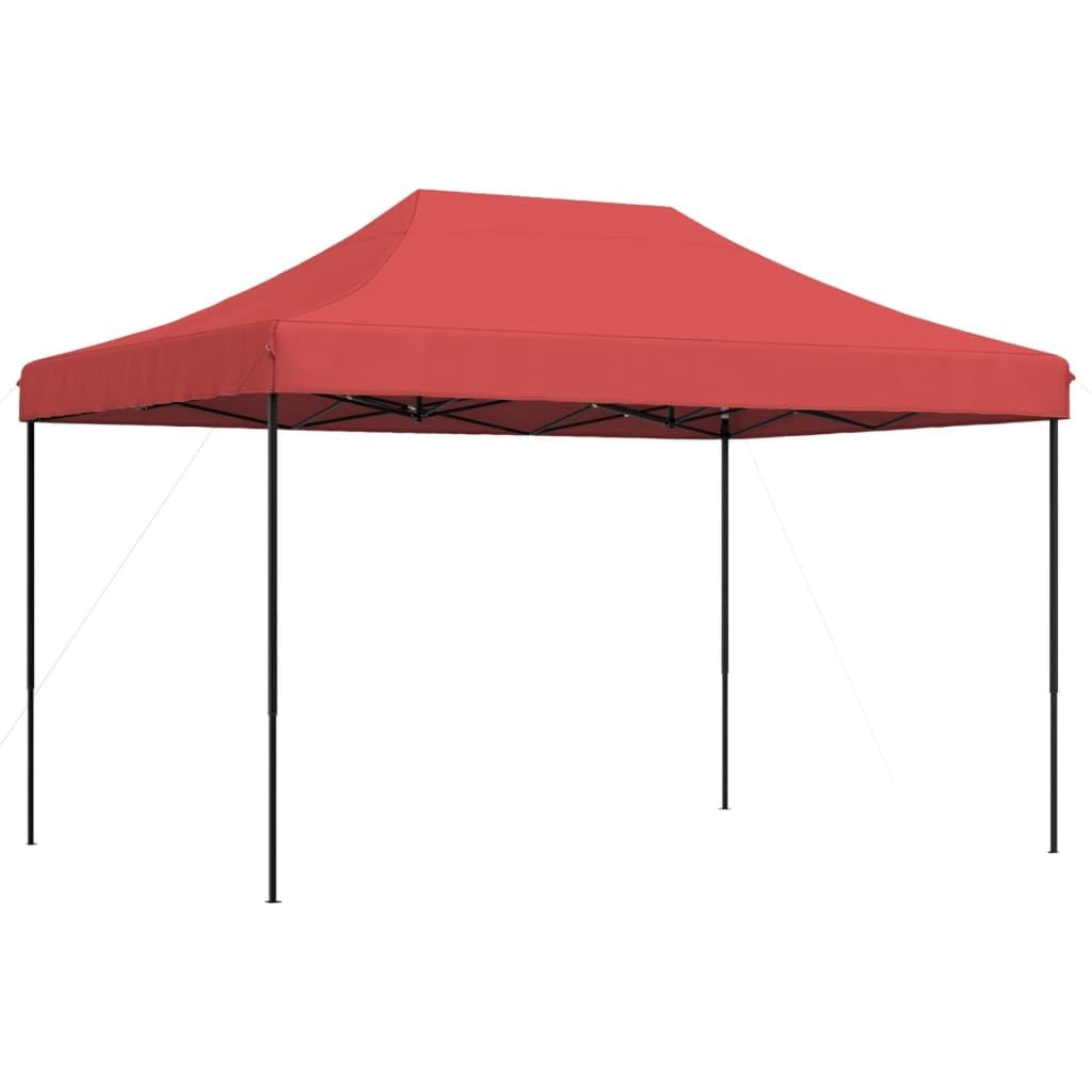 Namiot imprezowy składany Pop-Up burgundowy 410 x 279 x 315 cm, pawilon ogrodowy ze stalowym stelażem, wodoszczelna tkanina Oxford, idealny na imprezę w ogrodzie, festiwal, wesele, kemping i