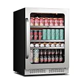 Whynter Beverage Refrigerator 24 Inch Drink Fridge with Glass Door Beverage Cooler 140 Cans Under Counter Beverage Fridge Freestanding 3 LED 34-54°F for Beer Home Bar Premium Series 5.65 cu.ft