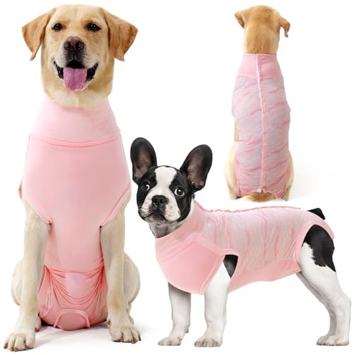 Dotoner 術後服 犬 回復スーツ 中型犬 大型犬 用 犬 術後服ェア エリザベスカラー代替 保護服 去勢 避妊 傷口カバー 舐め防止 通気性 犬 術後服 女の子
