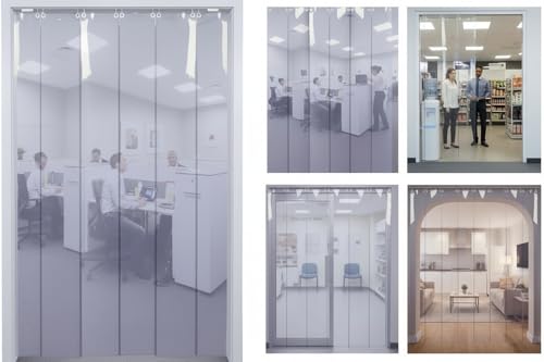 Image of The Furnishing Tree Transparent PVC AC Strip Curtain 8 Ft Long - Set of 6 Strips (9 inch / 22.86 cm Width Each), 0.5mm Thickness Door Curtain for Home, Balcony & AC Room