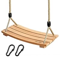 PELLOR Beech Wood Tree Swing Seat Hanging Swing Seat 16.5\"x 7.9\"x 0.6\", Adjustable Rope Tree Swings Set for Kids Children Swings Chair Indoor and Outdoor Garden Play
