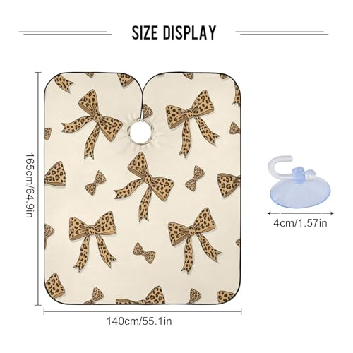 Capa para corte de cabello profesional impermeable para barbería con diseño de lazo estampado de leopardo y cierre ajustable de broche miniatura 3