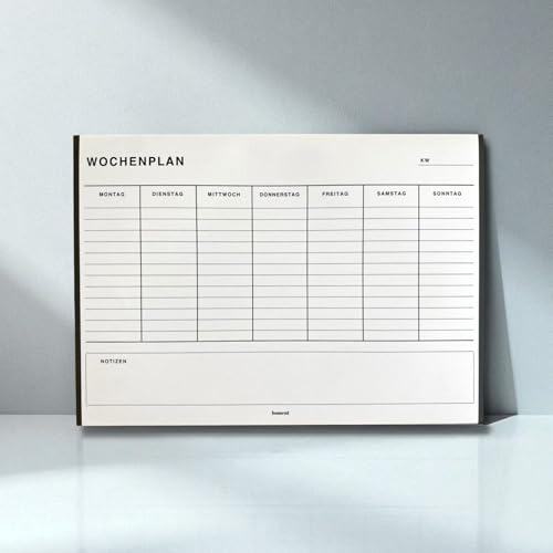 homent Wochenplaner A4 undatiert – Minimalistischer Wochenplan Block mit 50 Blatt | Wochenübersicht Montag-Sonntag | Schreibtisch Planer für Alltag, Büro, Studium & Home Office, Geschenkidee
