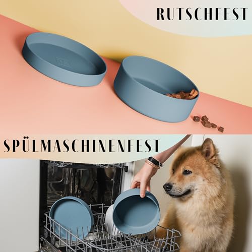 ne&no® Silikon Hundenapf 1200 ml mit Deckel für kleine und mittelgroße Hunde | im Kühlschrank luftdicht verschlossen | Futternapf Hund rutschfest | Fressnapf Hund Set