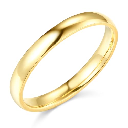 14k Yellow Gold 3mm SOLID Plain Wedding Band - Size 4.5