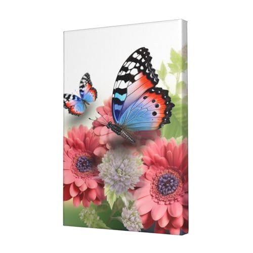 Decoration murale fleur papillon toile sans cadre pour mur vide chambre