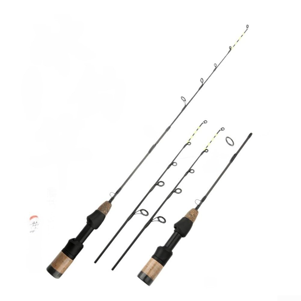 Caña de pescar telescópica de fibra de carbono de 60 cm para pesca en hielo con puntas dobles suaves y duras que proporcionan sensibilidad y rendimiento