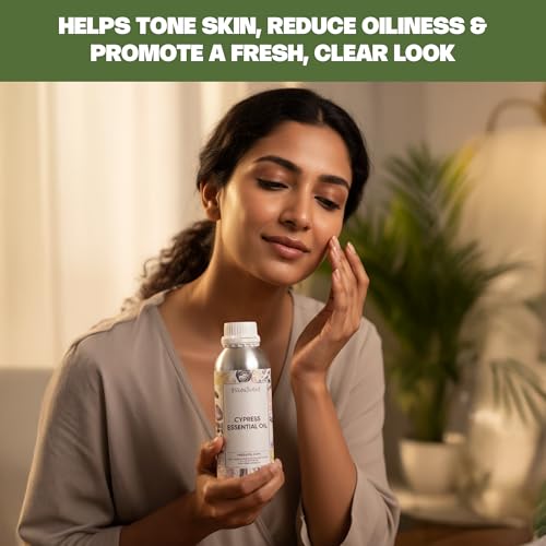 Image of VedaOils Cypress Essential Oil 100ml | 100% Pure, Undiluted & Therapeutic Grade Cypress Oil for Skin, Hair, Diffuser & Aromatherapy | Calming, Refreshing & Ideal for Home Fragrance