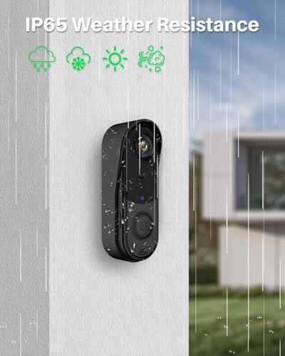 Image of Video Doorbell Camera Wireless with AI Detection - Night Vision, PIR Motion Alerts, Built-in Chime, IP65 Weatherproof, Cloud Storage