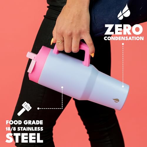 Image of Elemental 100% Leak Proof 32oz Tumbler with Handle & Straw Travel Mug | Stainless Steel Double Wall Insulated Tumbler for Hot and Cold Beverages with Sip & Straw Lid