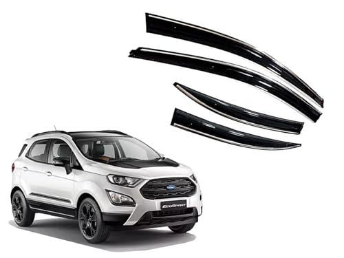 Image of CAR SAAZ Chrome Line Door Visor for Ecosport (2017-2021)(Set of 4Pcs) | Rain Guard | Wind Deflector