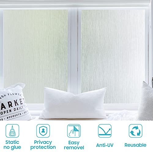 Raindrops Window Privacy Film Frosted Glass Window Film No Glue Static Cling Removable Bathroom Door Window Covering Uv Sun Blocking Home Tint Summer Frosting Stickers (Silver Silk, 35.4 X 78.7 In) #TOP7