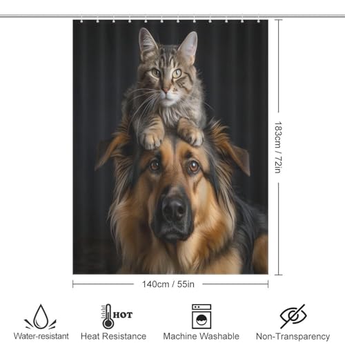 Rideau de douche chien tissu lavable 140x183cm imperméable douche