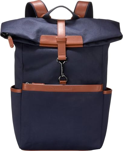 Image of Cole Haan Men's Judson Brushed Twill Backpack, Midnight Moon /New British Tan