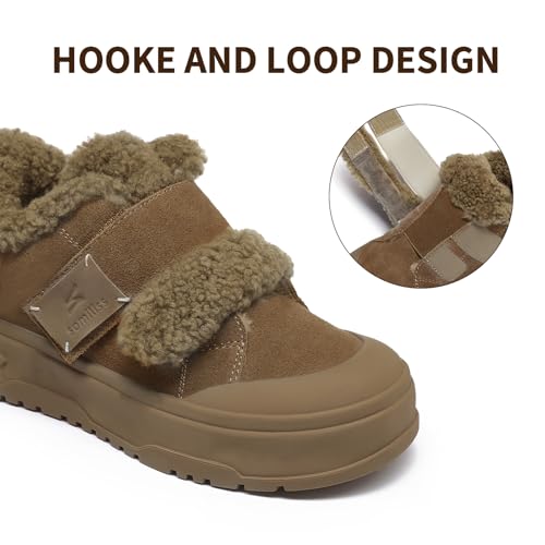 somiliss Sneaker for Women Winter Boots Suede Upper Non-Slip Rubber Outsole Fur Lined Ankle Boots Warm Snow Booties Fashion Sneakers3