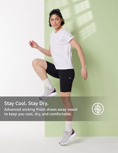 Image of Symbol Premium Women's Solid Regular Fit Sports Stretch T-Shirt | Round Neck | Raglan Sleeve | Moisture-Wicking | Activewear | Running | Gym | Plain (Available in Plus Sizes)