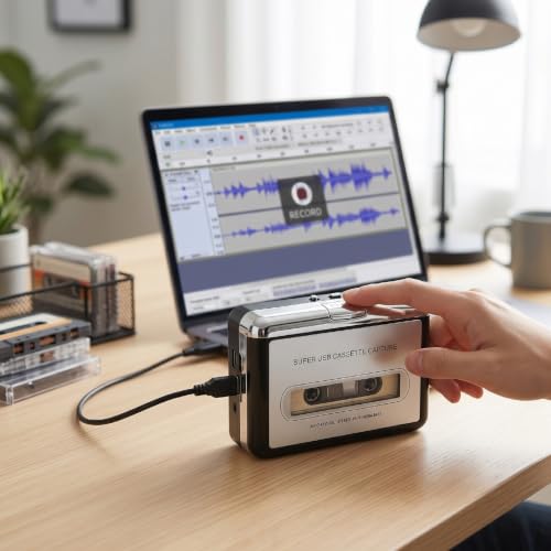 Reproductor de cassette USB portatil conversor MP3 auto-reverse 3
