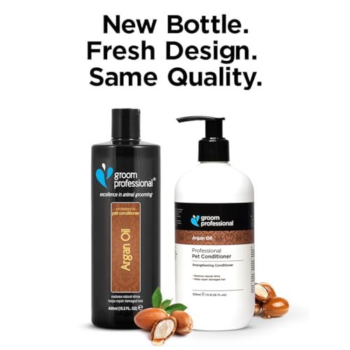 Groom Professional Arganöl Hundespülung (1 L) – Professionelle Formel mit Marokkanischem Arganöl, Stärkt und Nährt Trockenes oder Verfilztes Fell, Spendet Glanz