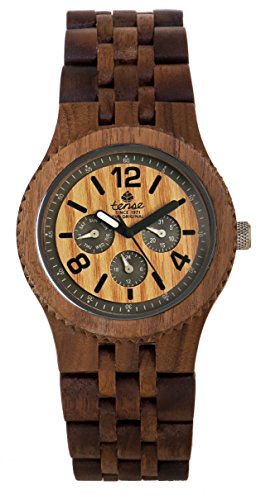 Tense Adventure Vernon Triple Dial Multifunction Walnut Wood Jumbo Watch J5203W