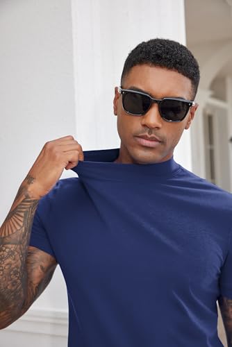 Image of COOFANDY Mens Mock Turtleneck Shirts Casual Premium Cotton Short Sleeve Shirt Basic Half Neck T-Shirts