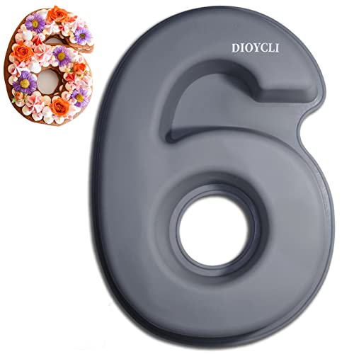 Dioycli Number Cake Molds for Baking 3D Silicone Cake Molds DIY Personalized Cake Pan for Birthday Wedding and Anniversary Number 6 Cake Pan of 10 Inch