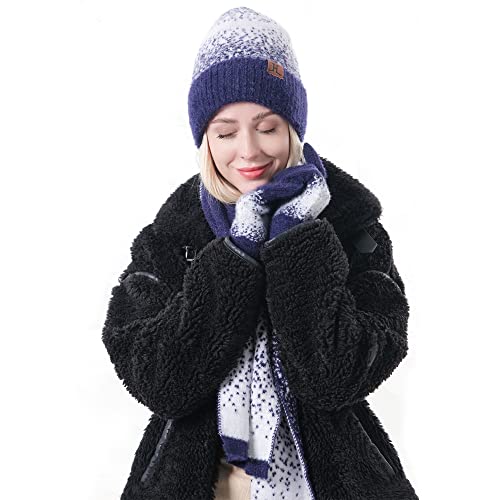 3 Pcs Winter Knitted Warm Set Scarf And Hat Touch Screen Gloves For Men And Women Outdoor Activities Skiing, Cycling #TOP1