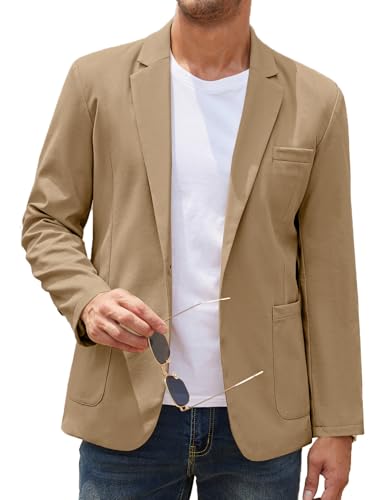 COOFANDY Men's Casual Linen Blazer Lightweight Regular Fit One Button