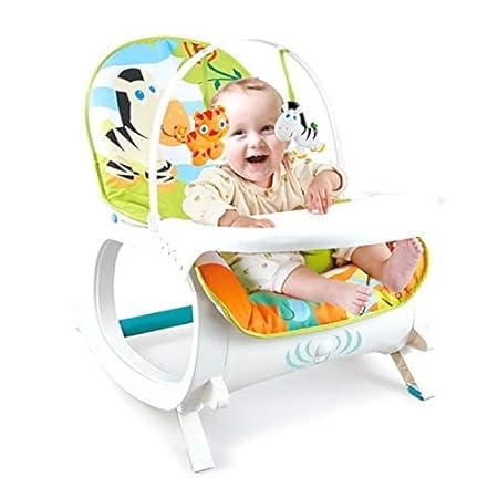 DOMENICO Newborn-to-Toddler Portable Rocker Chair with Tray with Vibration and Musical Mode, Supports up to 20 KG (44 lb), 0-36 Months - Zebra