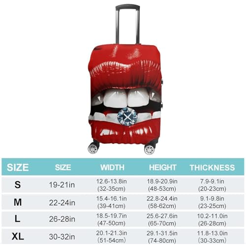 Red Lips with Diamond Luggage Cover Elastic Suitcase Protector Case Anti-Scratch Washable Baggage Covers Protector For Traveling, Aircraft Consignment L2