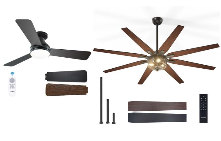 Amico 42'' Black Modern Ceiling Fan with Lights and 72'' Black Vintage Ceiling Fan Bundle