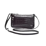 Bolsa Feminina Transversal Pequena Couro Legítimo Ziper Madamix MDXB364 (Preta)