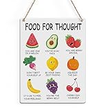 SENJIAN Rustic Positive Affirmations Wood Decor Sign, Mental Health Quote Food for Thought Printed Wood Sign Wall Art, Hanging Door Sign, Colorful Fruit Wood Sign Home Therapy Office Decor 8' x 10'