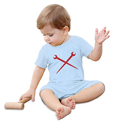 SDHEIJKY Baby Short Sleeve Bodysuit, Ironworker Crossed Tools Baby Boys Girls Onesie Clothes Sky Blue
