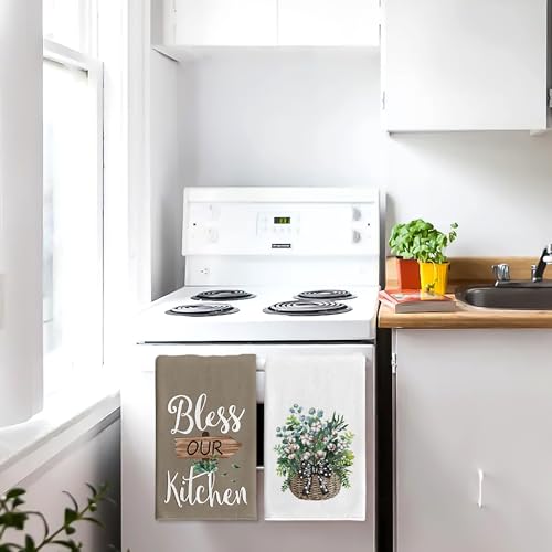 Bless-Kitchen-Hand-Towels-Decorative-Set-Eucalyptus-Kitchen-Decor-Hand-Towels-Highly-Absorbent-Suitable-for-Cooking-and-Baking-Farmhouse-Home-Decoration-17-x-26-Inch2-Pack Bless Kitchen Hand Towels Decorative Set Eucalyptus Kitchen Decor Hand Towels Highly Absorbent Suitable for Cooking and Baking Farmhouse Home Decoration 17 x 26 Inch2 Pack