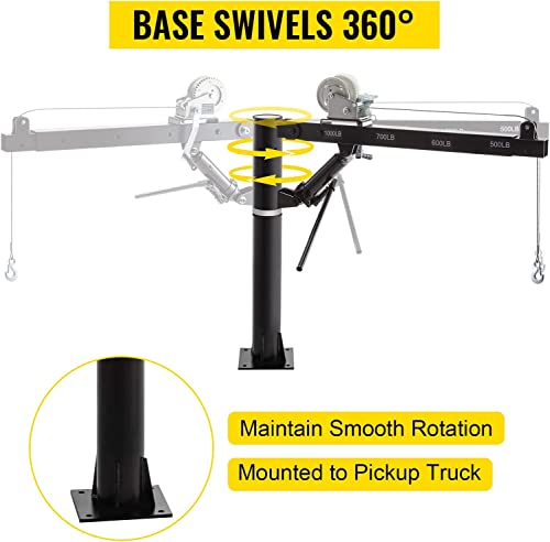 Vevor Davit Crane 1000Lbs Pickup Truck Crane 360°Swivel Design, Hydraulic Cable Winch Telescopic Hoist Crane For Truck, Crane Hitch For Lifting Goods In Construction, Forestry, Factory, And Transport #TOP4