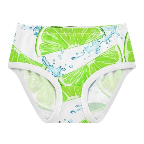 Cotton Toddler Girls Underwear Green Lime Slices Water White Little Girl Panties Artistic Undies Kids Briefs 2t