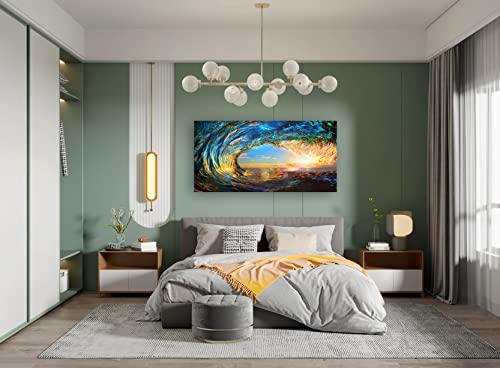 Cao Gen Decor Art S06775 Giant Wave Water Wall Art Canvas Prints 1 Panels Ocean Waves Pictures Paintings with Sunset Blue Seascape Framed for Living Room Bedroom Kicthen Office Artwork - Image 4