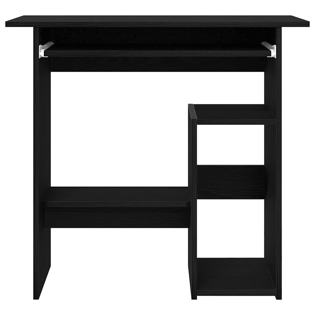 Scrivania nera effetto rovere, 80 x 45 x 74 cm, scrivania per computer in legno con scomparto, tavolo da ufficio moderno, piccolo tavolo da lavoro per casa e studio