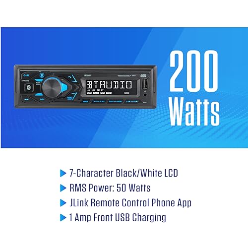 Image of Jensen MPR210 Single DIN Bluetooth Car Stereo, Hands-Free, AM /FM, USB | Bluetooth hands-free calling and streaming, push-to-talk assistant, USB playback and charging