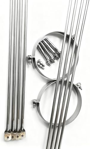 Wall Mount Chimney Pipe Support Kit, Adjustable Ventilation Tube Bracket for 6"-12" Flue, Ideal for Garage & Fireplace Drainage Systems, Durable Round Brace.