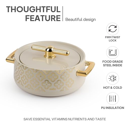 Image of CELLO Jewel NX Insulated Casserole Set of 3 Pcs (500ml, 1000ml, 1500ml) Beige | Double Wall Insulated Hot Pot Case Keeps Food Hot & Warm for Long Hours, Casserole Hot Pot Set for Roti, Chapati, Rice