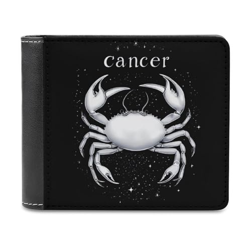 Zodiac Sign C-ancer Slim Men's Bi-fold Wallets with 6 Card Slot Leather Travel Purse Coin Clip