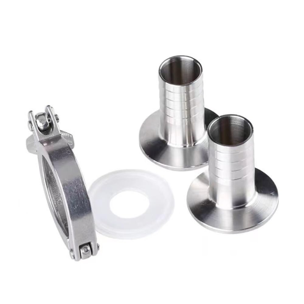 Kolanko węża 12mm/19mm/25mm/38mm/51mm zestaw krócców do węża sanitarnego tuleja OD 50,5/64mm + 1,5" 2” potrójny zacisk + uszczelka silikonowa stal nierdzewna SS304(63mm x Ferrule 77.5)