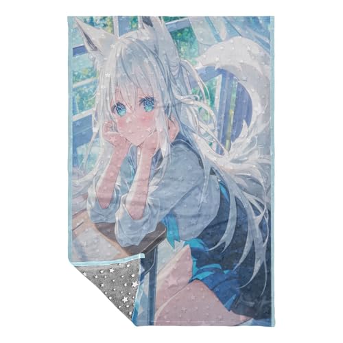 Couverture douce contre le froid plaid renard bleu isolant