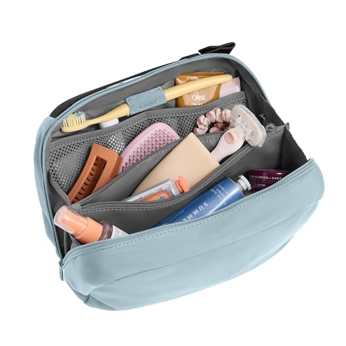 Image of Away Amazon Exclusive Large Toiletry Bag - Water-Repellent Travel Toiletry Bag with Clamshell Opening, Interior Compartments, Exterior Zip Pocket - Sky Blue