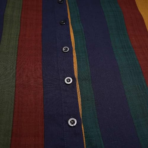 Lu's Chic Men's Kaftan Robe 3/4 Sleeve Long Gown Cotton House Coat Buttons Night Shirt Vintage Thobe Full Length with Pockets3