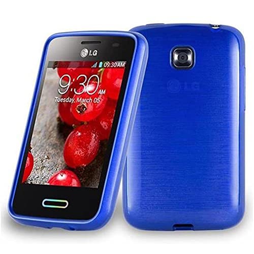 Cadorabo Case Compatible with LG L3 II (2.Gen 2.SIM) in Blue - Shockproof and Scratch Resistant TPU Silicone Cover - Ultra Slim Protective Gel Shell Bumper Back Skin